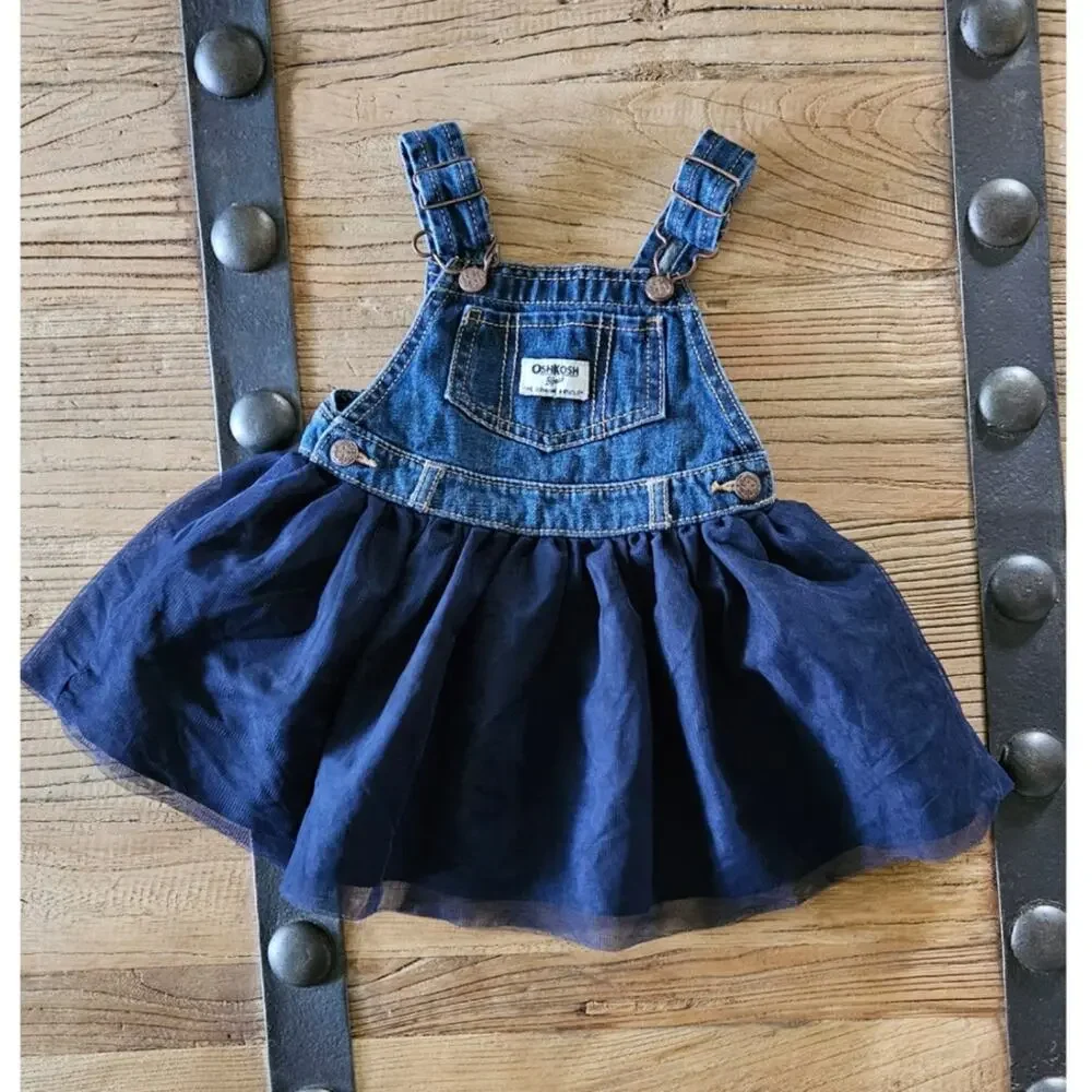 Osh Kosh Skirted Tulle Navy Blue Overalls sz 24M